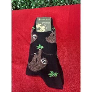 NWT Mens Socksmith Mens Crew Socks Sloth Black Novelty Footwear Safari Sz 10-12